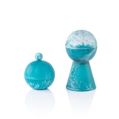 Round resin mabkhar with cover & bakhoor box - sky blue