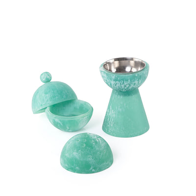 Round resin mabkhar with cover & bakhoor box - mint green