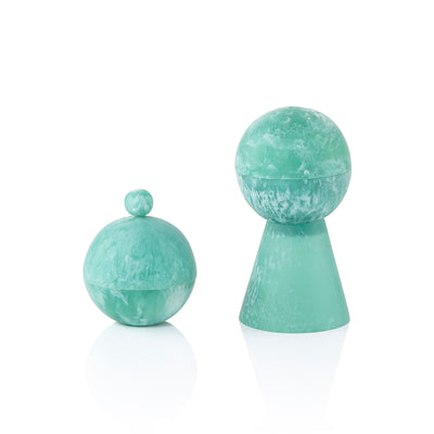 Round resin mabkhar with cover & bakhoor box - mint green