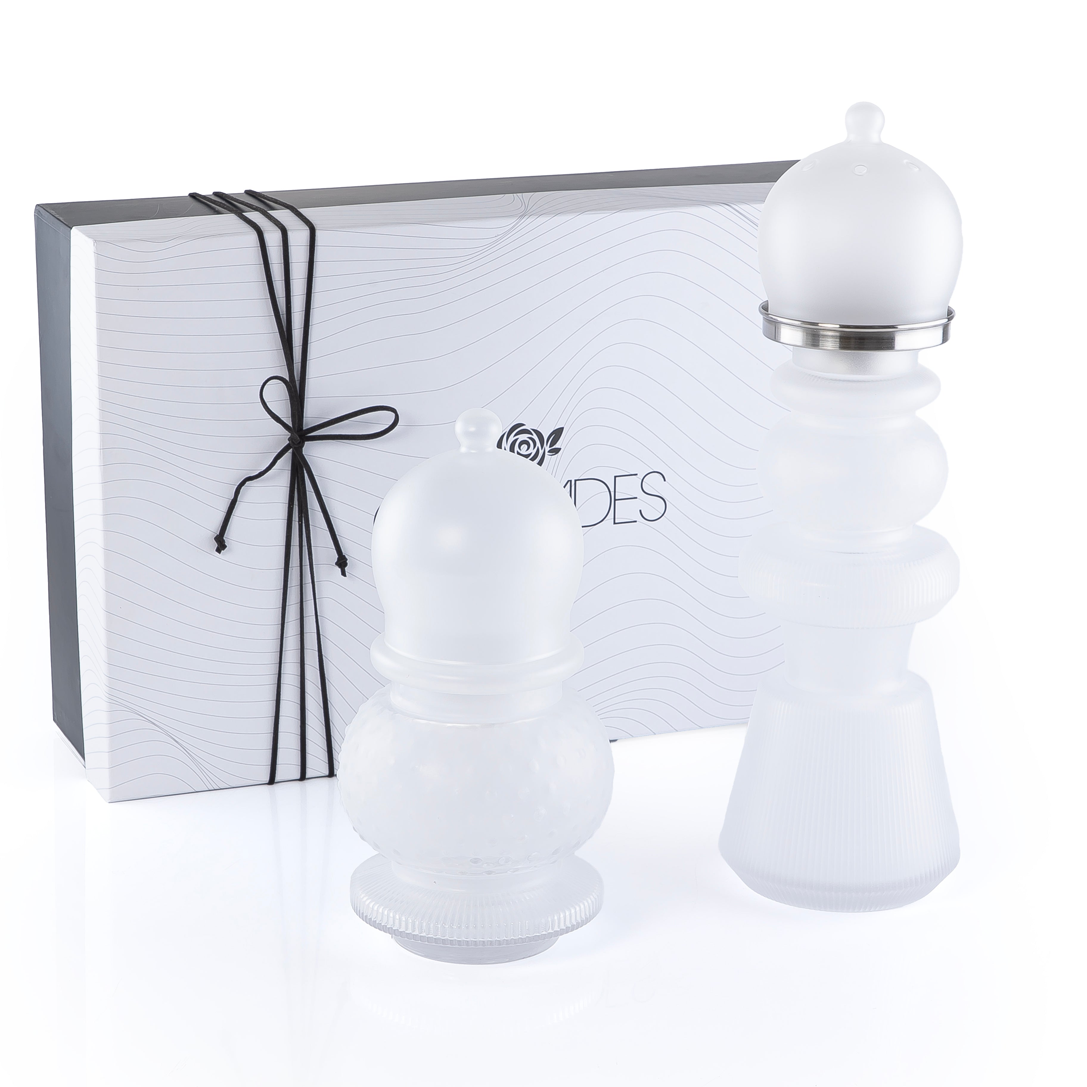 2 Pcs Large Mabkhar Set Glass Holder with Metal Burner & Dome – White