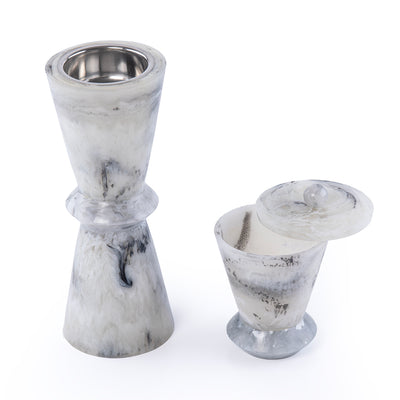 Elegant Resin Mabkhar Set of 2 pcs - Black&white