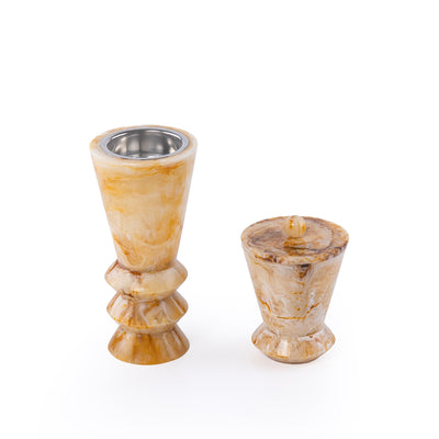 طقم مبخر أنيق من الراتنج مكون من قطعتين - عنبر