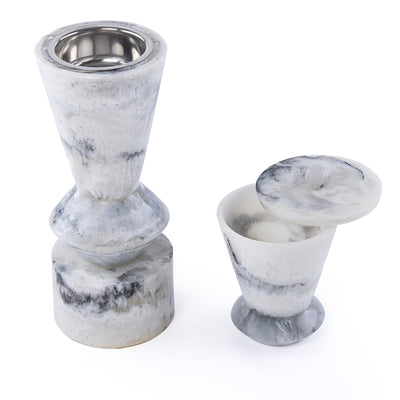 Elegant Resin Mabkhar Set of 2 pcs - Black&white