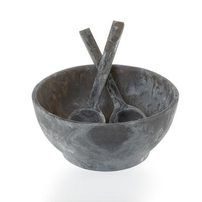 طقم مكون من سلطانية باللون الرمادي و 2 ملعقة مع بوكس هدايا