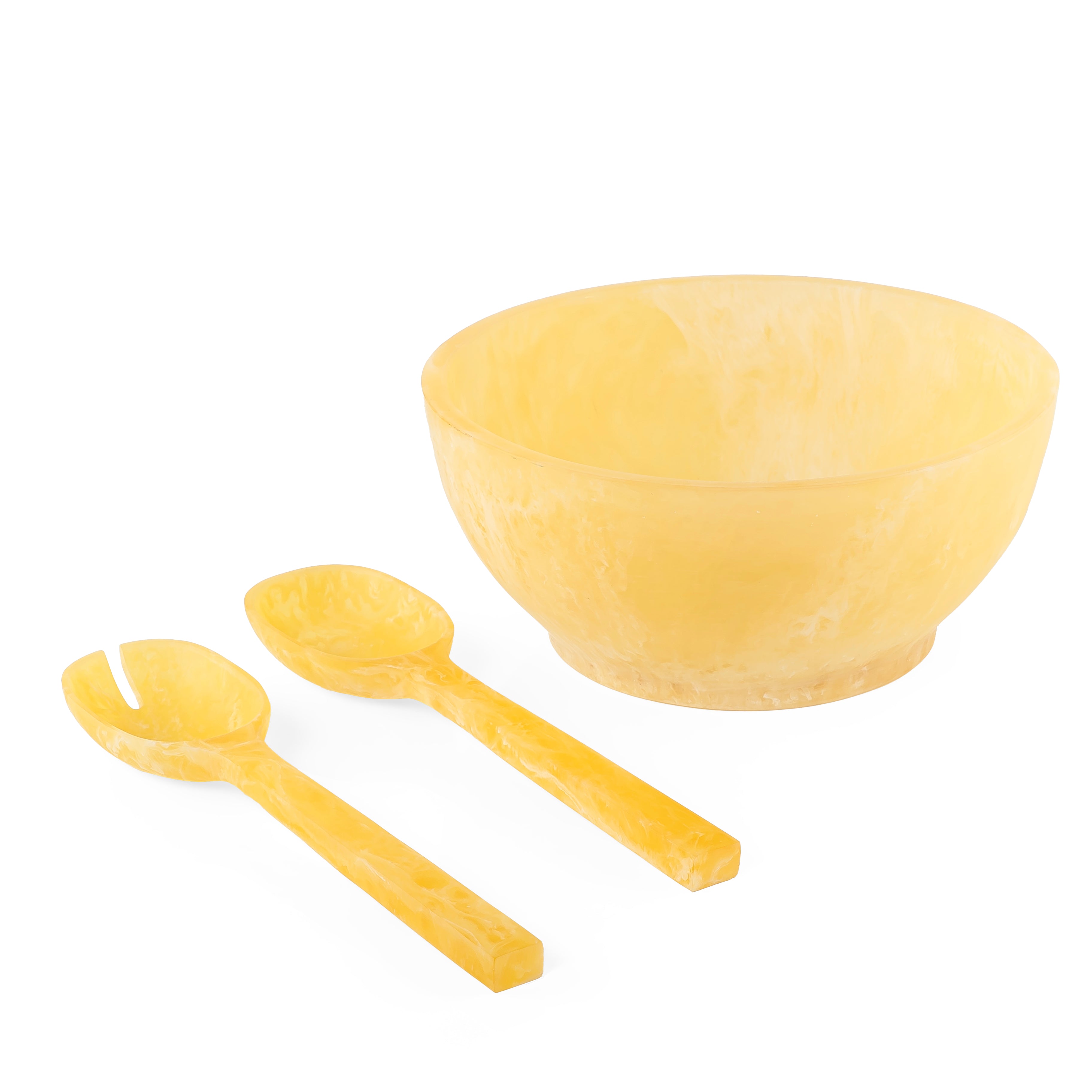 طقم مكون من سلطانية باللون الأصفر و 2 ملعقة مع بوكس هدايا