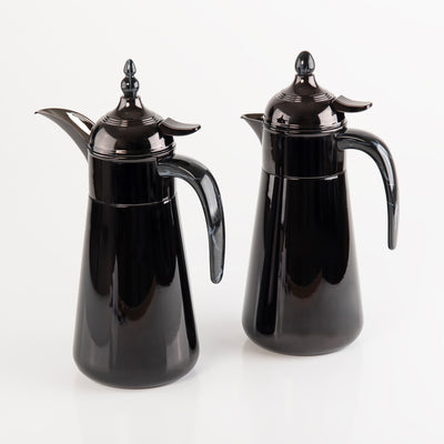 Elegant Set Of 2 Stainless Steel 1 liter Thermos Flask With Gift Box - Black