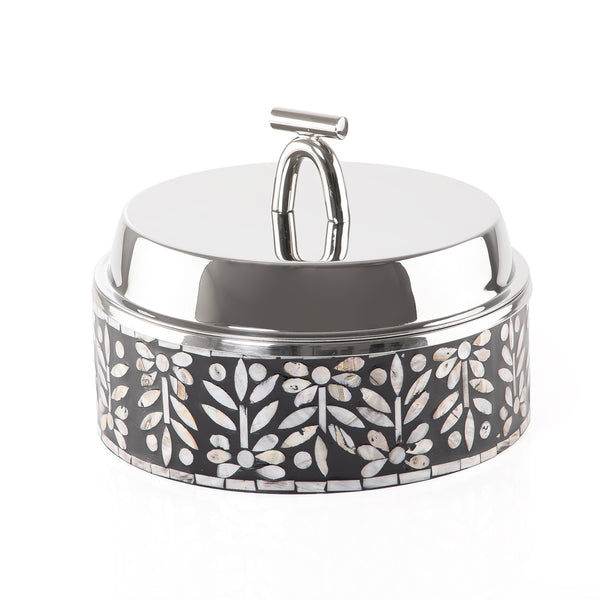 Medium mother of pearl stainless steel food heat keeper - black