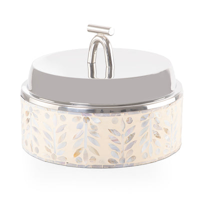 Large mother of pearl stainless steel food heat keeper - cream