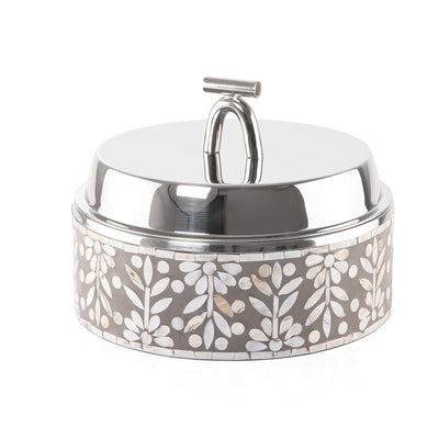 حافظ حرارة الطعام من الصدف و الإستانلس ستيل حجم وسط - رمادي