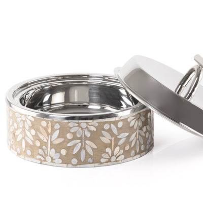 حافظ حرارة الطعام من الصدف و الإستانلس ستيل حجم وسط - بيج