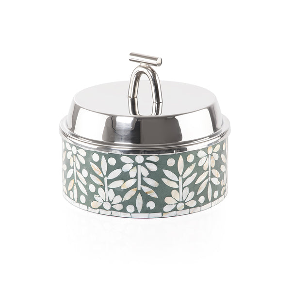 Small mother of pearl stainless steel food heat keeper - green