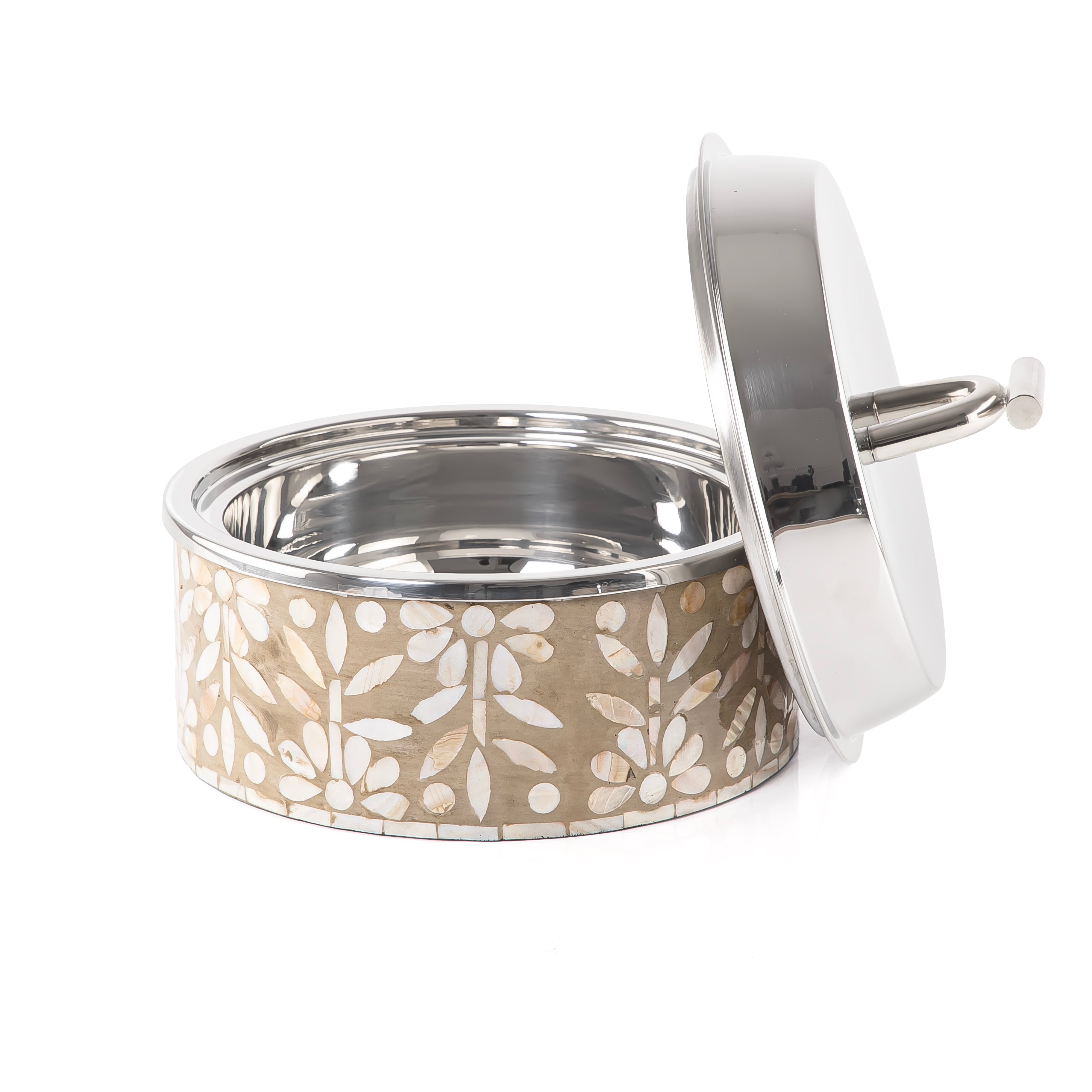 حافظ حرارة الطعام من الصدف و الإستانلس ستيل حجم صغير - بيج