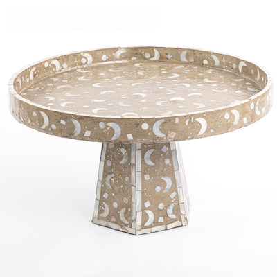 Round Mother of Pearl cake stand with Edge - Large