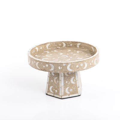 Round Mother of Pearl cake stand with Edge - Small