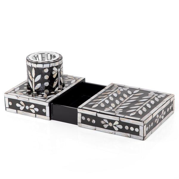 Set of 2 mother of pearl mabkhar with bakhoor box