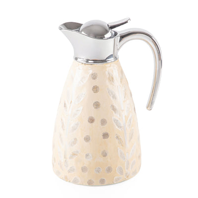 ترمس من الصدف سعة 1.5 لتر حافظ للحرارة - بيج