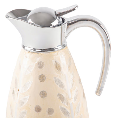 ترمس من الصدف سعة 1.5 لتر حافظ للحرارة - بيج