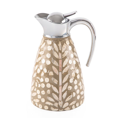 ترمس من الصدف سعة 1.5 لتر حافظ للحرارة - كريمي