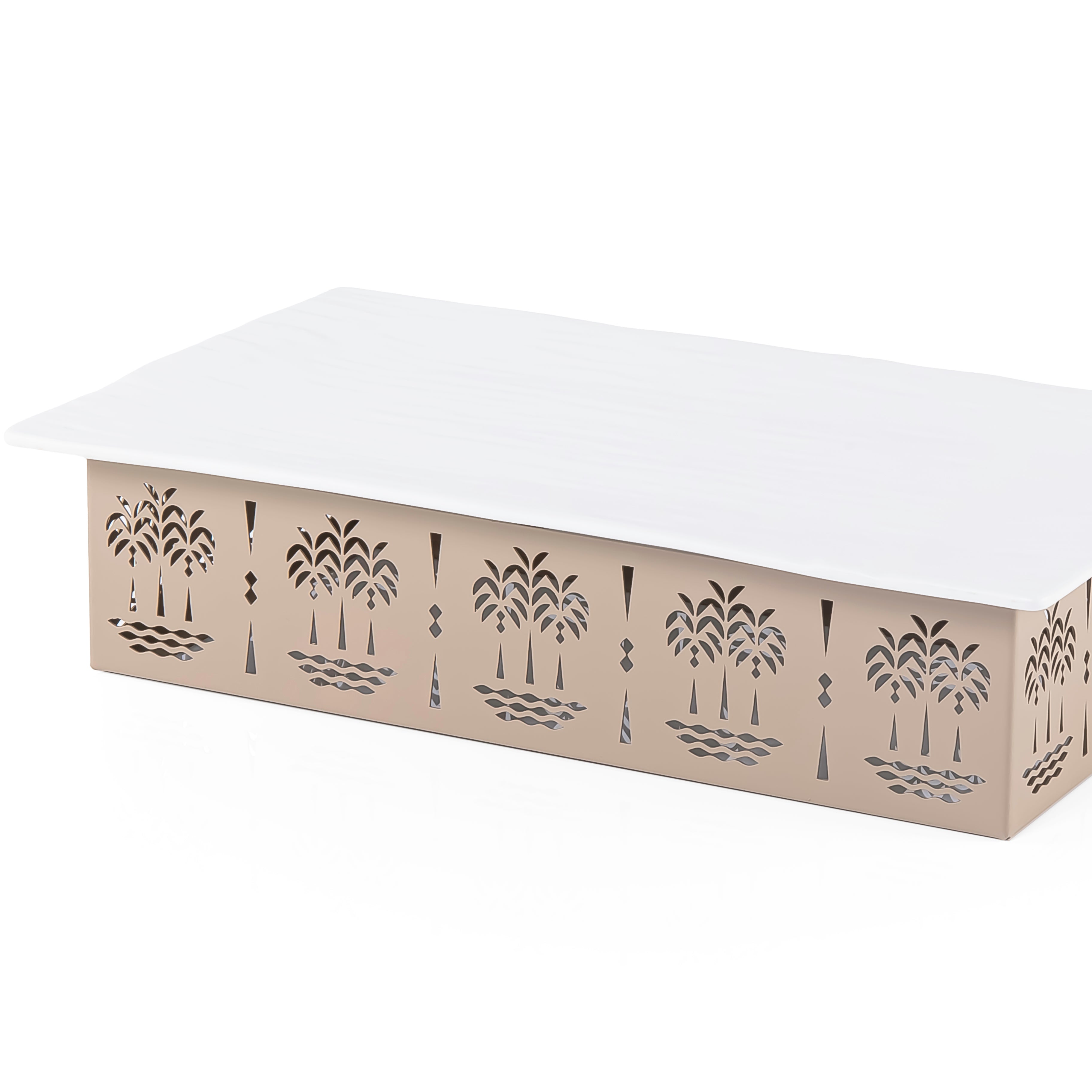 طبق سيراميك مستطيل حجم وسط - بيج