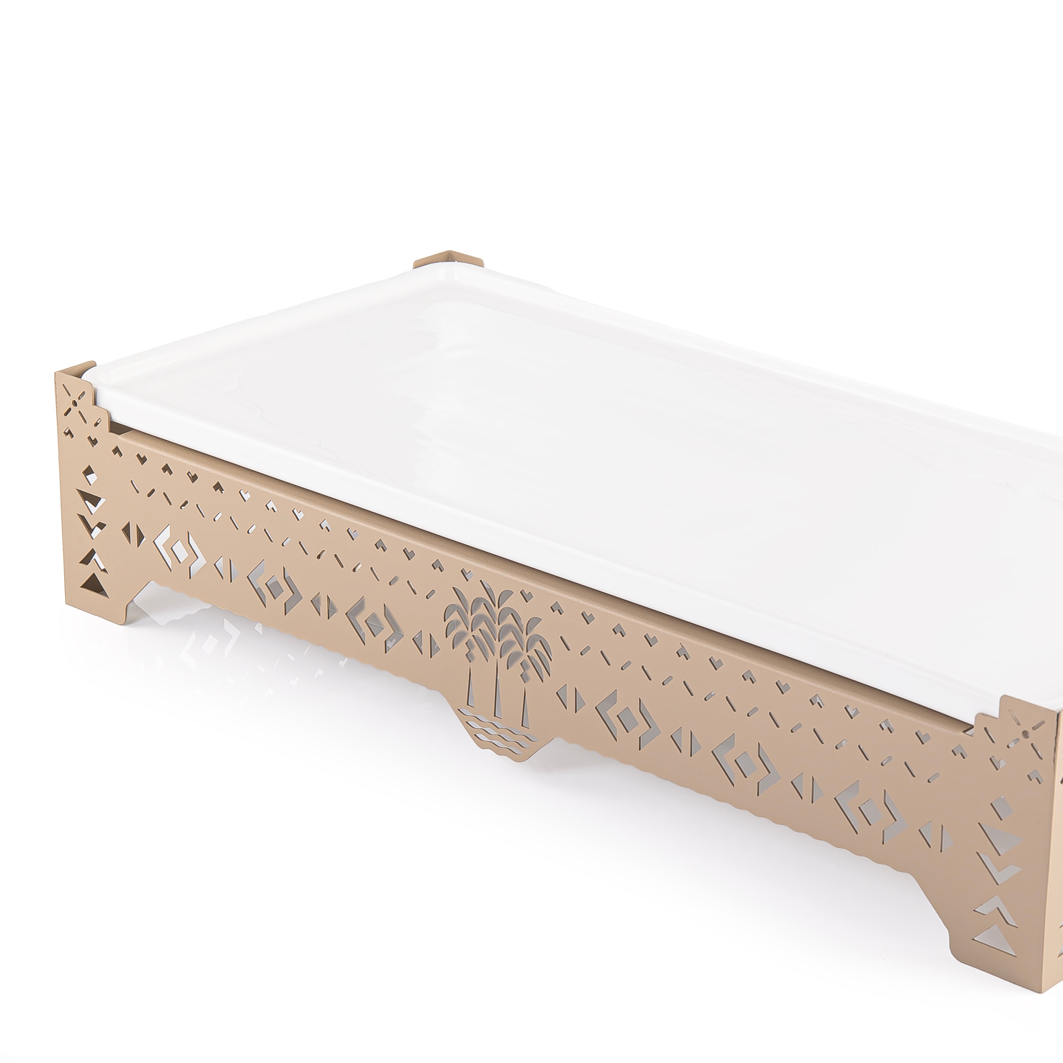 صحن سيراميك مستطيل مع قاعدة معدنية