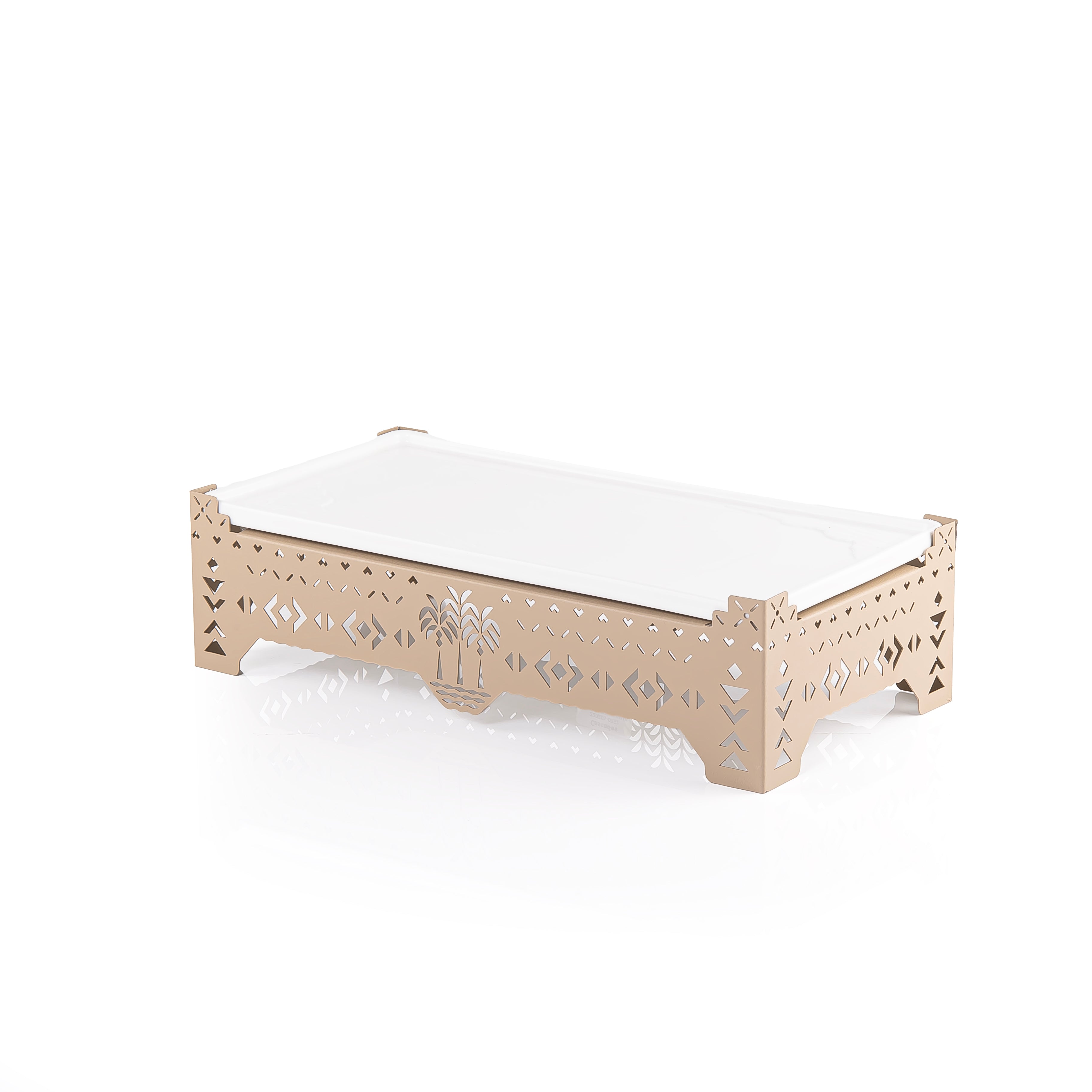 صحن سيراميك مستطيل مع قاعدة معدنية