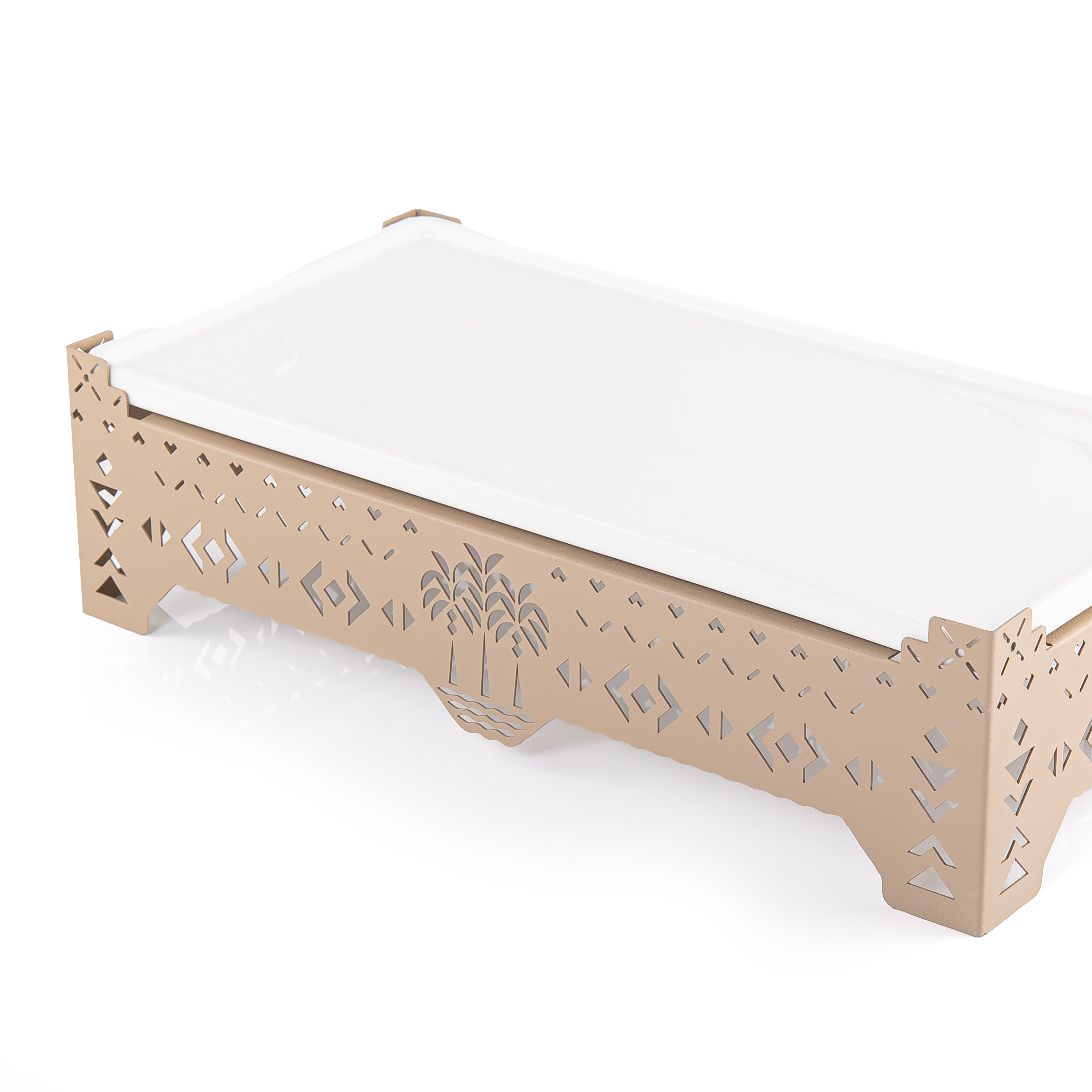 صحن سيراميك مستطيل مع قاعدة معدنية