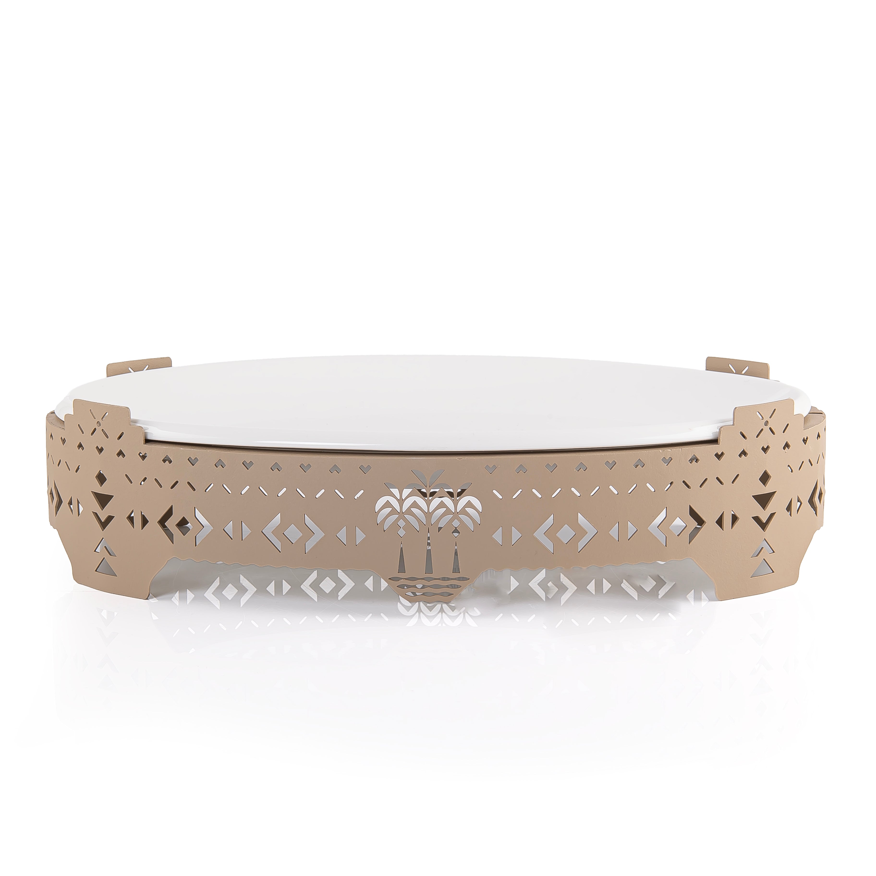 صحن سيراميك مستطيل مع قاعدة معدنية