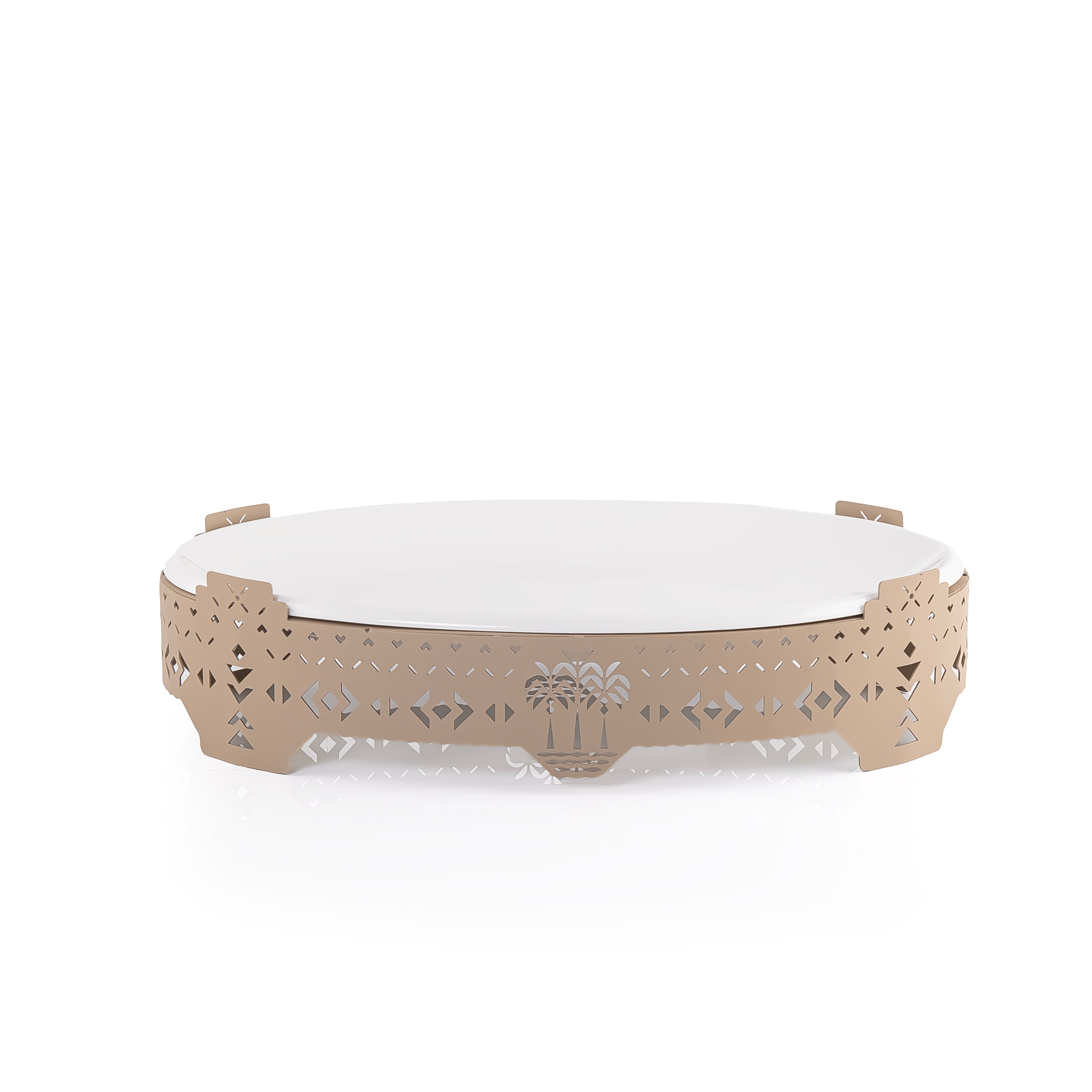 صحن سيراميك مستطيل مع قاعدة معدنية