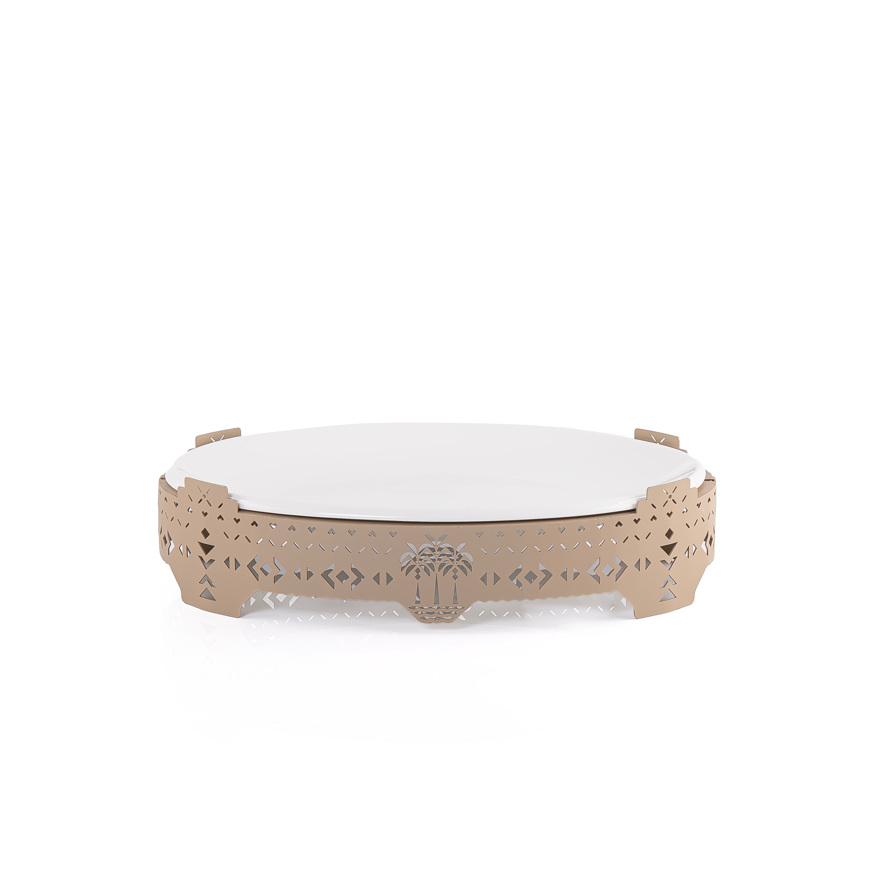 صحن سيراميك مستطيل مع قاعدة معدنية