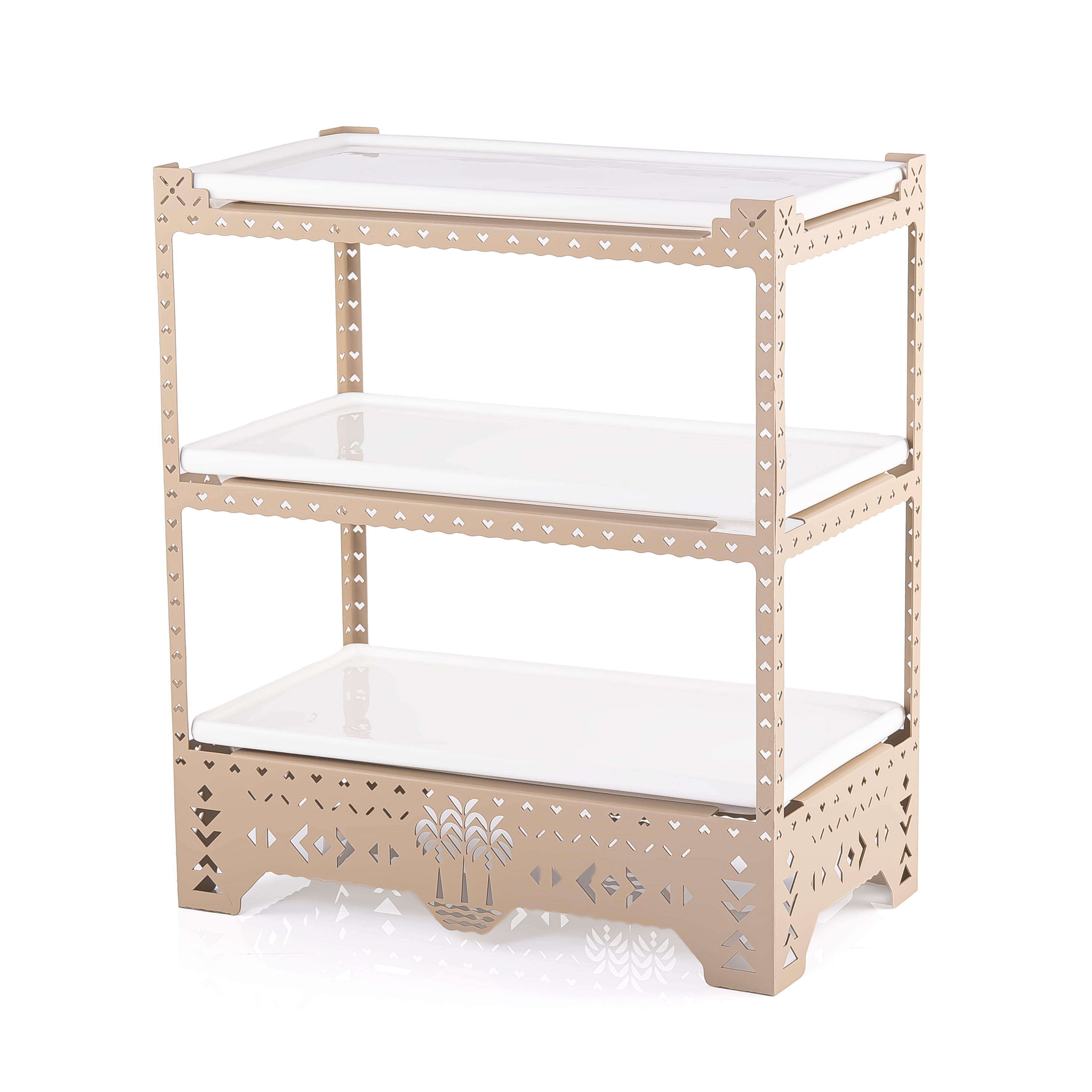 Rectangular Ceramic Stand with Steel Base 3 Tier