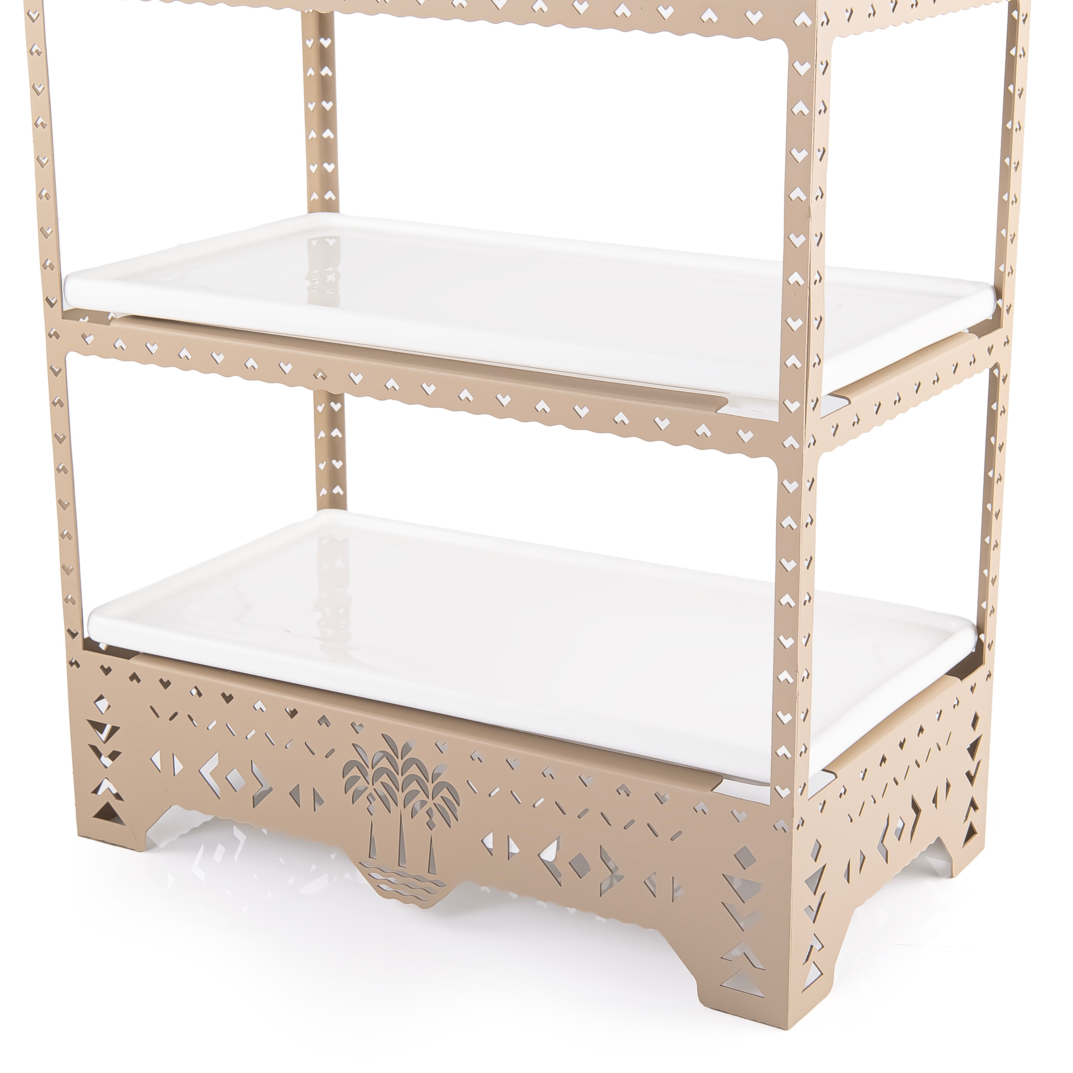 Rectangular Ceramic Stand with Steel Base 3 Tier