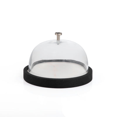 طبق جلد مع غطاء زجاجي