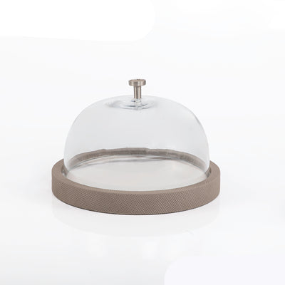 طبق جلد مع غطاء زجاجي