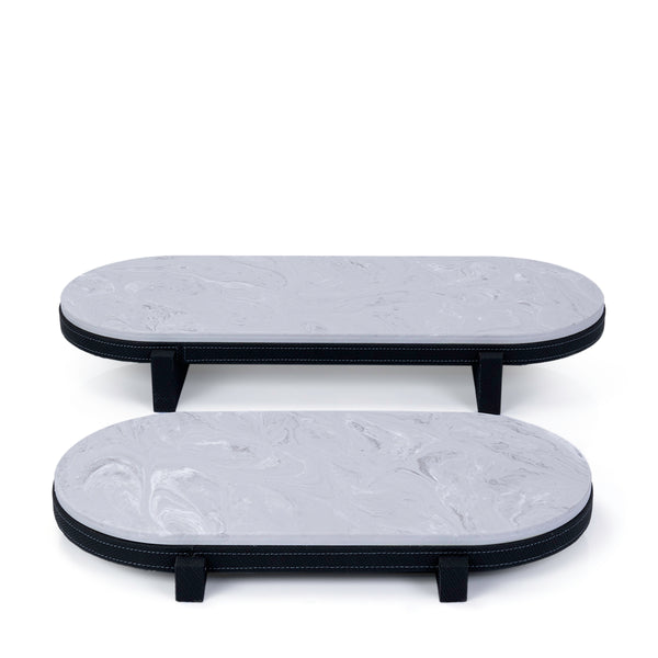 Set of 2 marble leather base stand