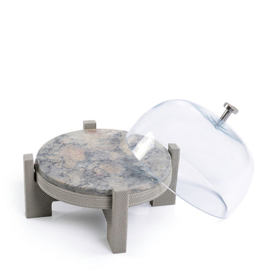 marble leather base stand with glass cover