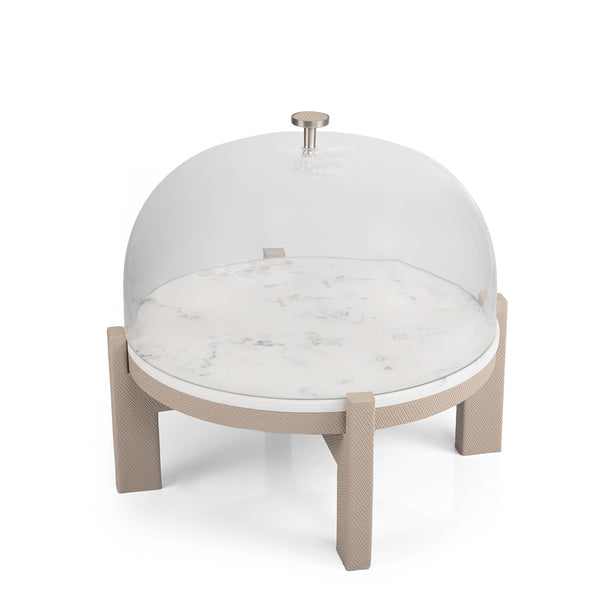 marble leather base stand with glass cover