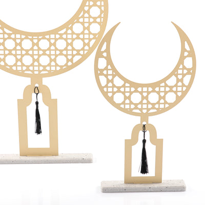 طقم 2 استاند هلال معدن مع قاعدة رخام