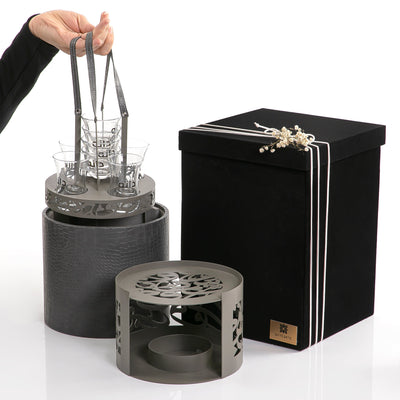 طقم ميكرو دوه 1×2 – رمادي بنقوش عربية