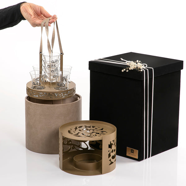 Micro Dooh Set 1X2 - Beige with Arabic Engravings