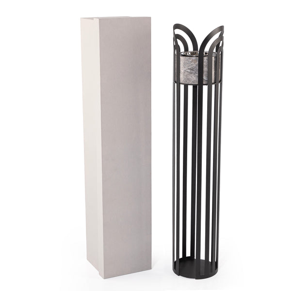 Black Metal Mabkhar with Grey Marble Base in Box