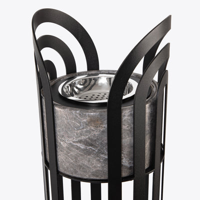 Black Metal Mabkhar with Grey Marble Base in Box