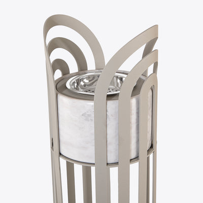 Grey Metal Mabkhar with white Marble Base in Gift Box