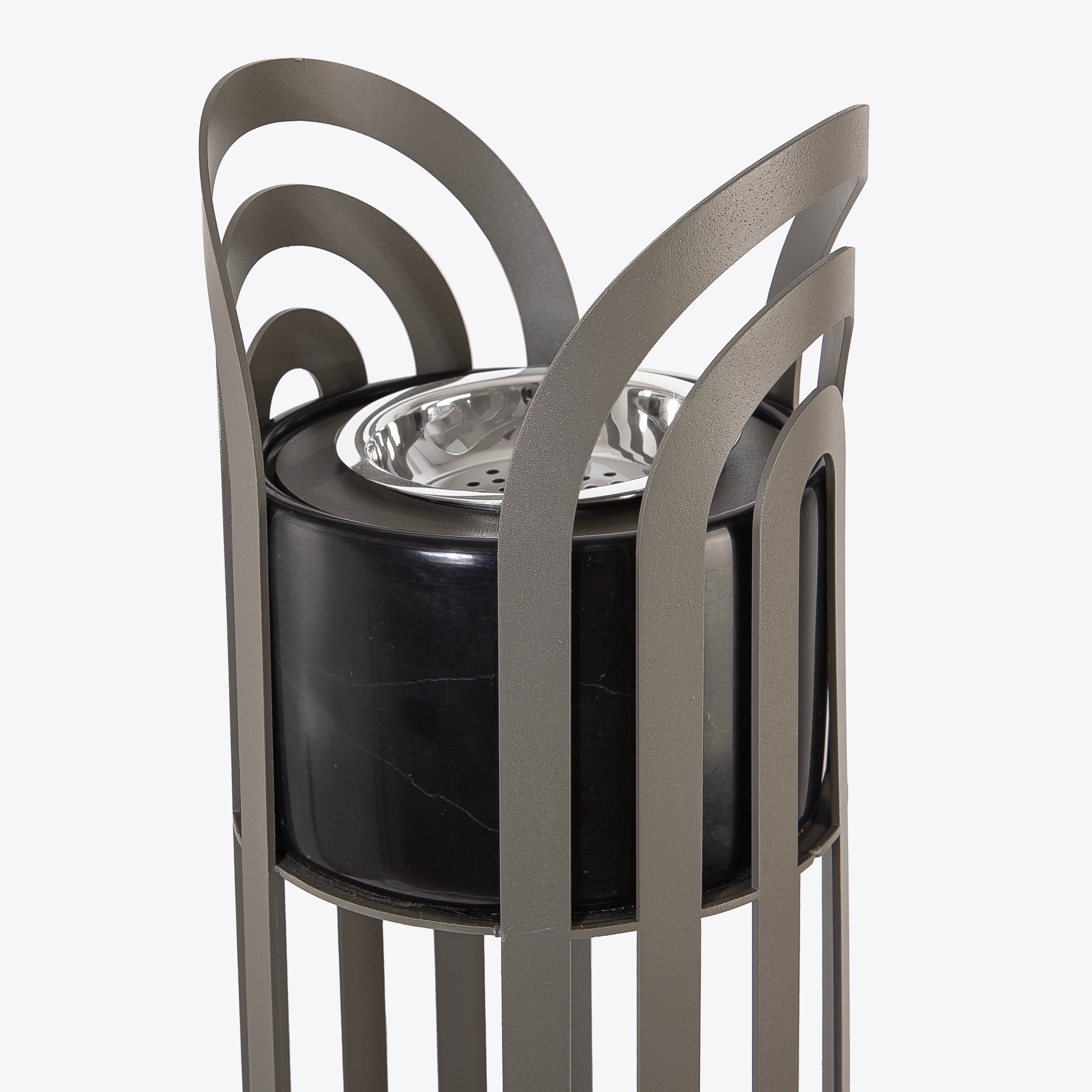 Dark grey Metal Mabkhar with black Marble Base in Gift Box