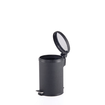 Small Leather Trash Can - Black