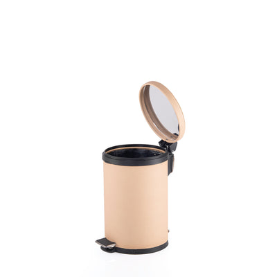 Small Leather Trash Can - Golden Yellow