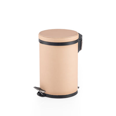 Small Leather Trash Can - Golden Yellow