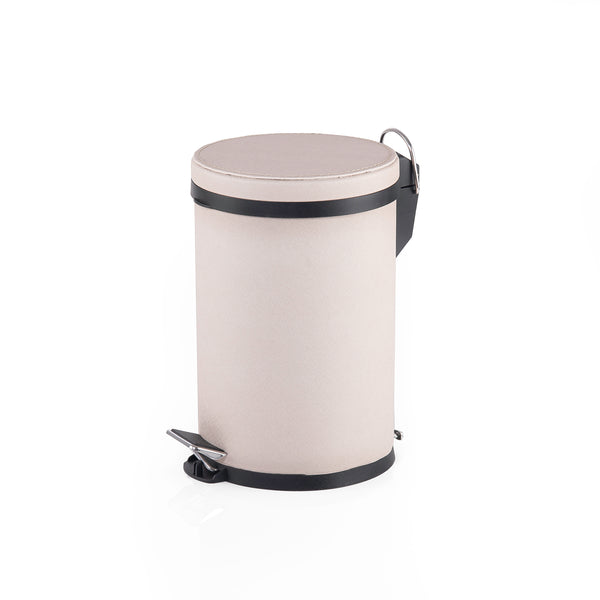 Small Leather Trash Can - Warm Grey