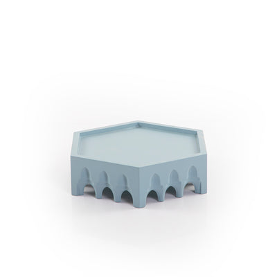 ستاند ديكور خشبي أزرق ثماني الأضلاع – صغير