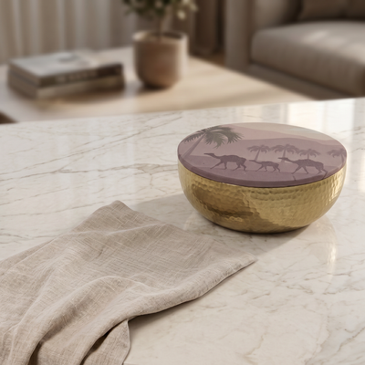 Metal bowl with printed cover