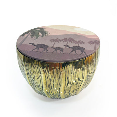 Metal bowl with printed cover